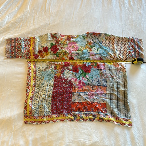 Johnny Was Silk Floral Luana Short Sleeve Tunic Blouse Top - Picture 10 of 16